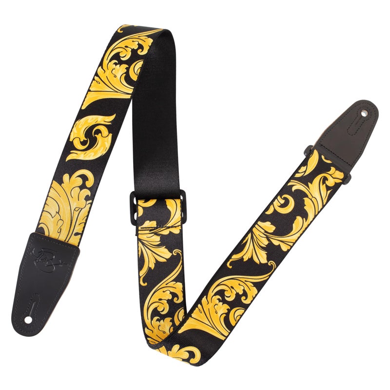 Levy's Leathers Nita Strauss Signature Series 2" Polyester Guitar Strap; Black and Gold Baroque Design (MNSP2-001) - Image 1